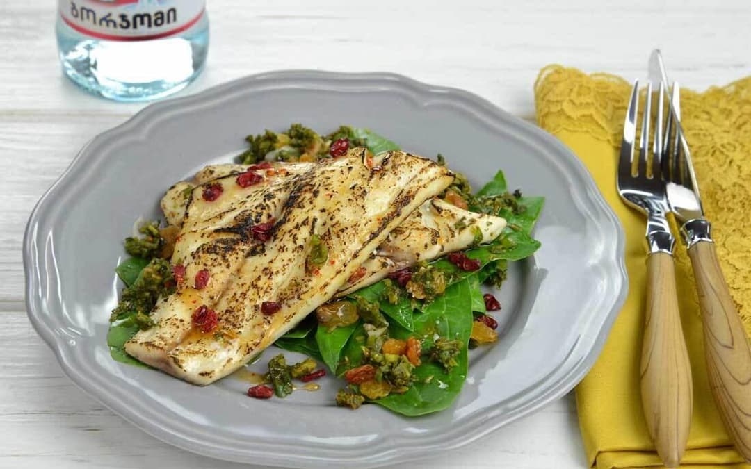 Bream with spinach