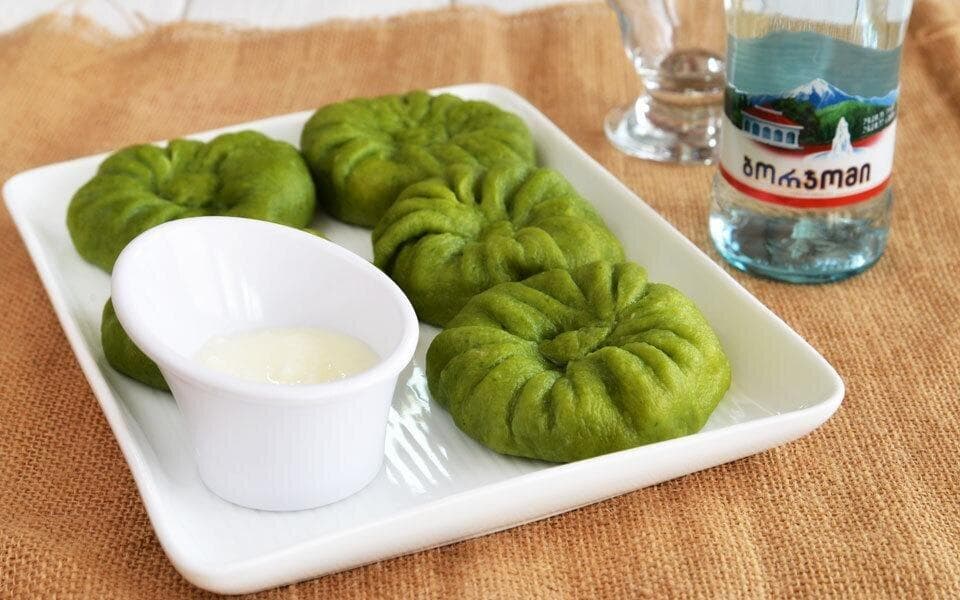 Cottage cheese Khinkali with spinach
