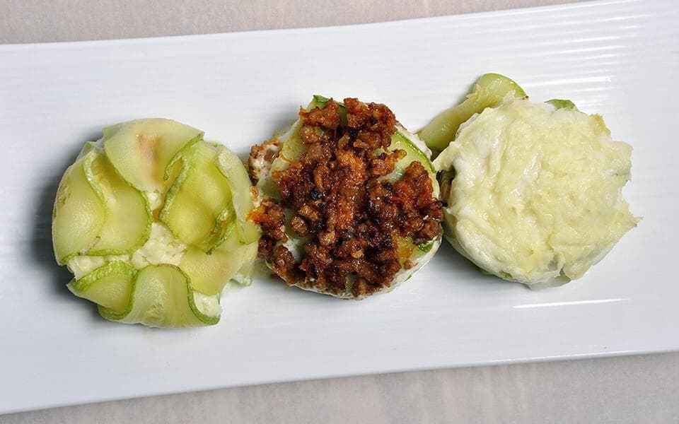  Zucchini , beef , white sauce