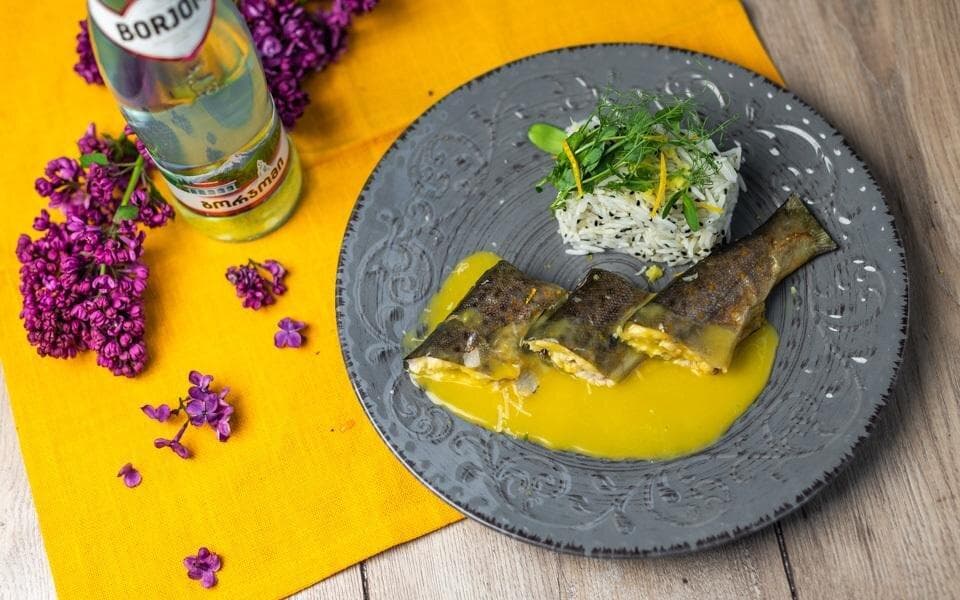 Baked trout with citrus sauce